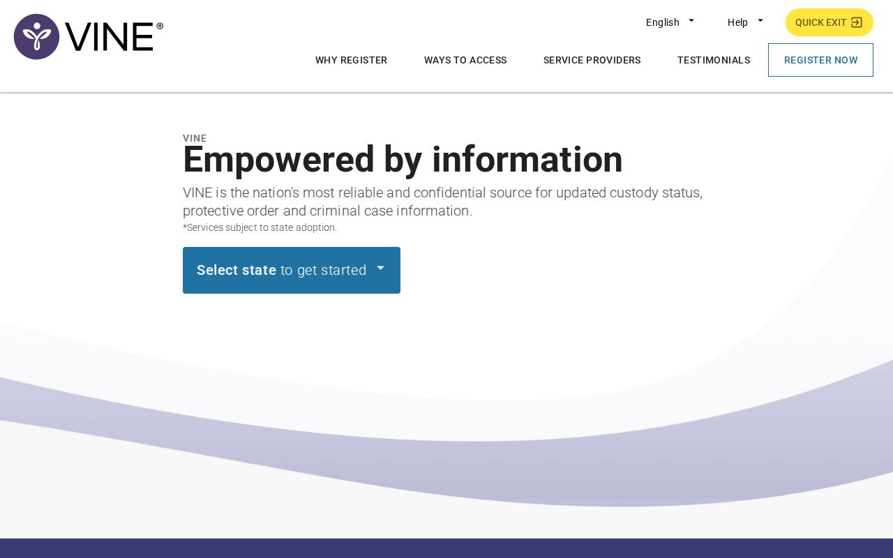 VINELink state and county custody search screen