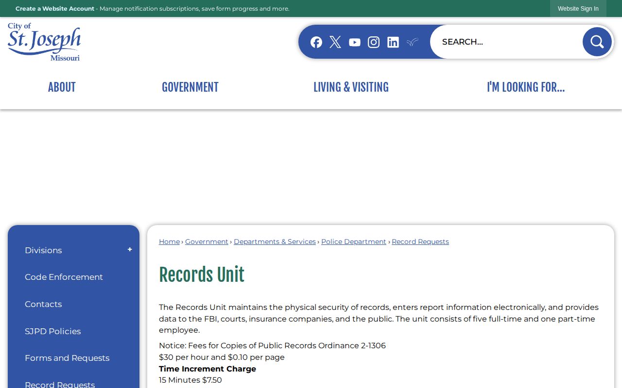 St. Joseph Police recent arrest records request page